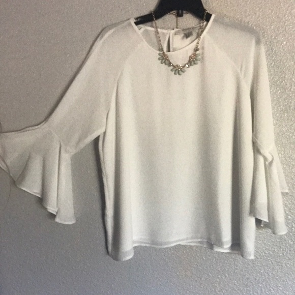 Forever 21 size XL white bell sleeve blouse - Picture 1 of 3